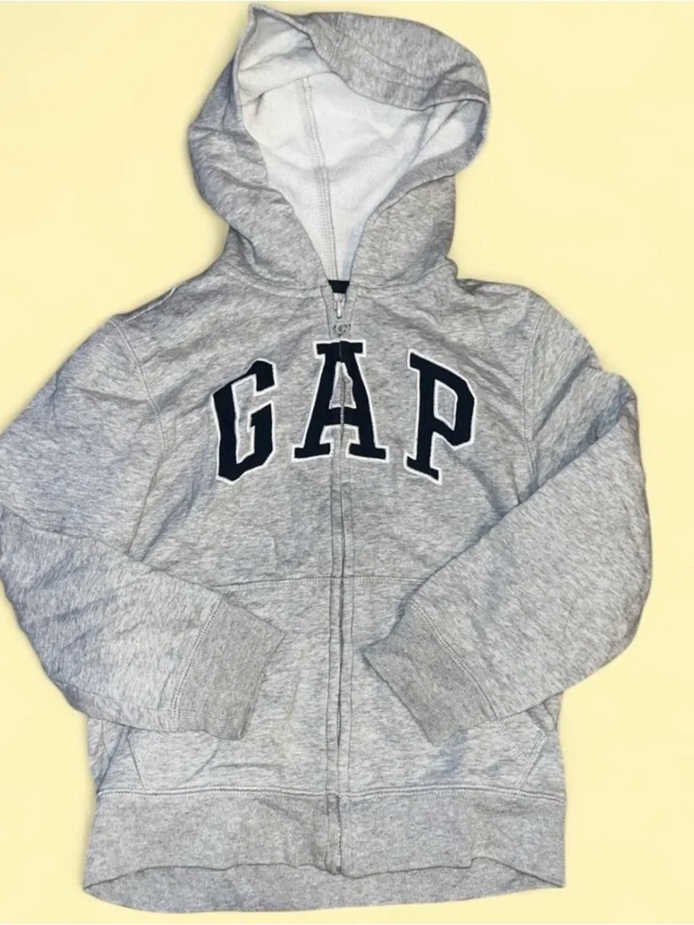 GAP Light Gray Kids Zip-Up Hoodie with Navy Logo